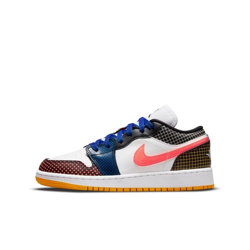 

[DH7547-100] Air Jordan RETRO 1 LOW MMD MULTI-COLOR GRID (GS), White/black/game royal/bright mango