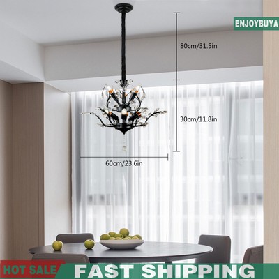 Vintage Crystal Chandelier Branches Ceiling Light Pendant Lamp Fixture 9-Light 