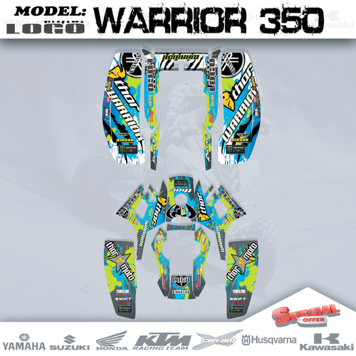 Graphics Kits Decals 4 YAMAHA WARRIOR 350 ALL YEAR Stickers Racing Team 3M