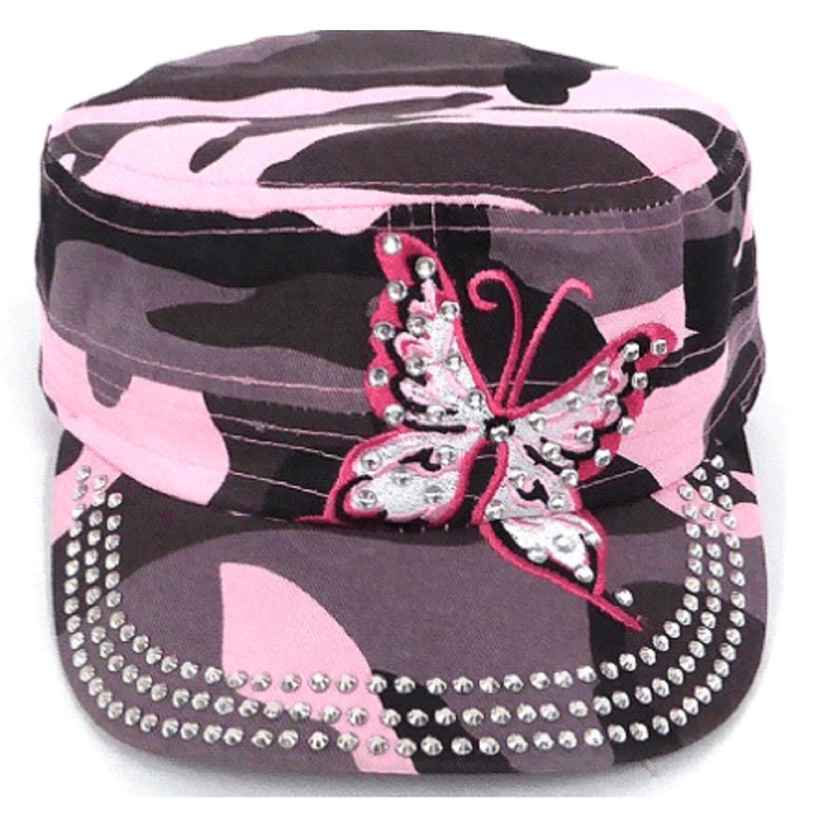 帽子 [0] LADIES BUTTERFLY WHITE ADJUSTABLE Women Bling Adjustable Diamond Butterfly Baseball Caps