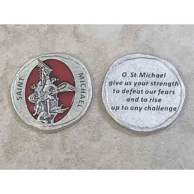 O St. Michael Give us your Strength - Red  - Pocket Token/Coin 4071