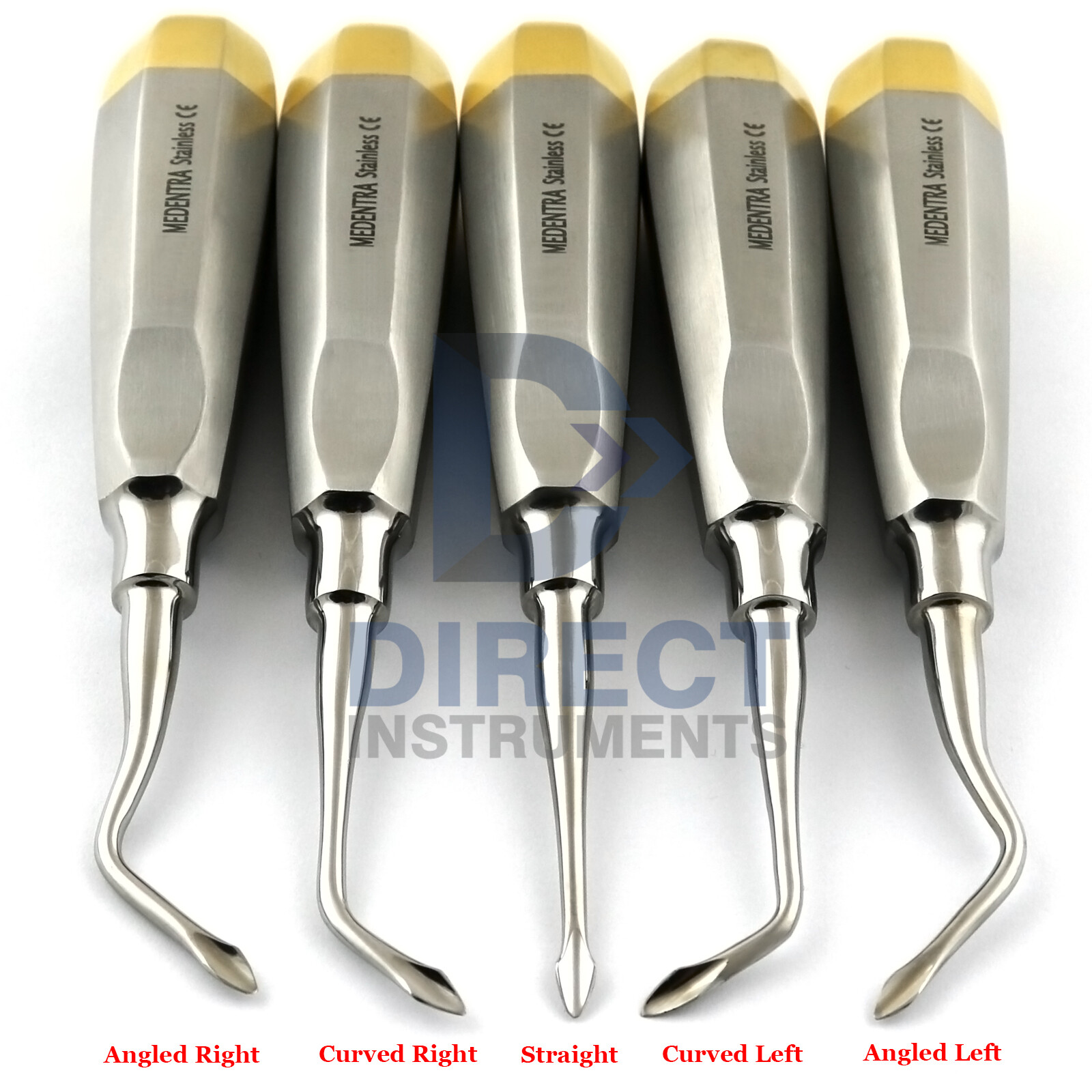 5Pcs Set Dental Spade Elevators Concave Tip Root Extraction Straight
