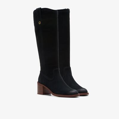 Pre-owned Clarks Women's Chamberly Up Black Suede 26178835