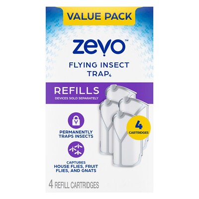 Zevo Flying Insect Trap Refills   4 Cartridges