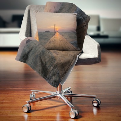 Designart 'Large Pier at Koh Rong Island' Modern Beach Throw Brown 71 in. x 59 i