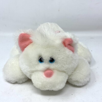 Vintage Dakin White Cat Plush Stuffed Animal Big Feet 7 Inch