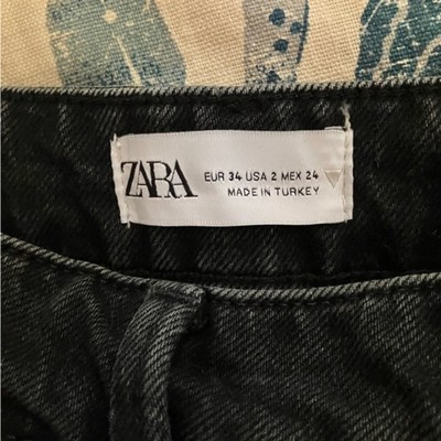 Zara Oversized Baggy Wide Leg High Waisted Cargo Pants Black