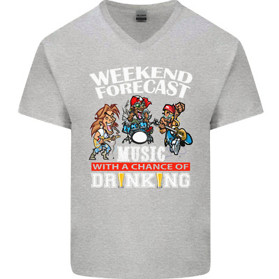 Music Weekend Funny Alcohol Beer Mens V-Neck Cotton T-Shirt