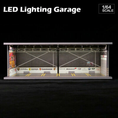 1/64 Diorama Car Garage Model LED Lighting City Parking Lot Scene Display Model