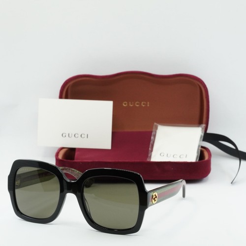 Pre-owned Gucci Gg0036sn 002 Black/green/brown 54-22-140 Sunglasses