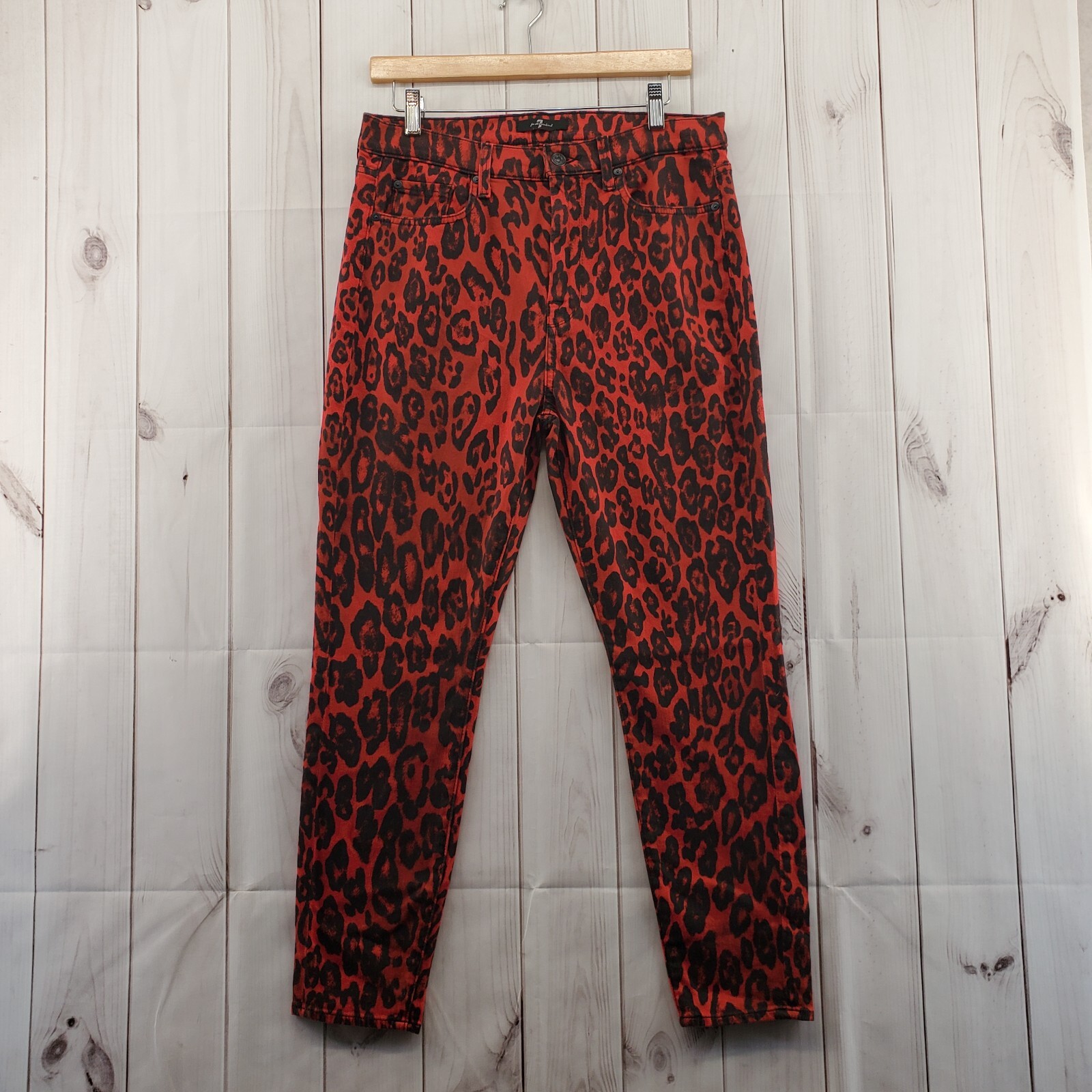 7 for all mankind Jeans Womens 31 Zip Animal Print Denim
