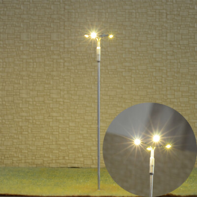 5 x HO scale model railroad plaza street lights LED lampposts flood lamps #024SL
