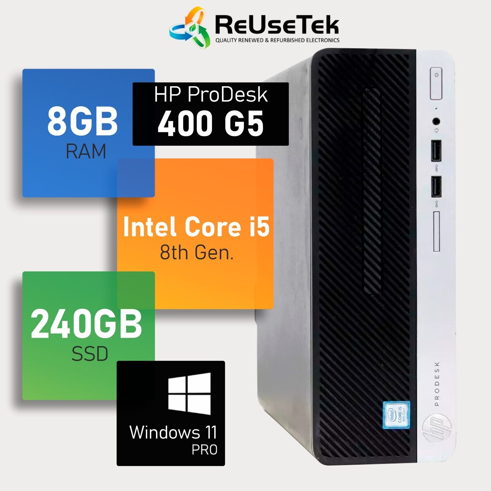 HP ProDesk 400 G5 SFF Intel i5-8500 3.0GHz 8GB RAM 240GB SSD DisplayPort Win 11P HP ProDesk 400 G5 SFF Intel i5-8500 3.0GHz 8GB RAM 240GB SSD DisplayPort Win 11P
