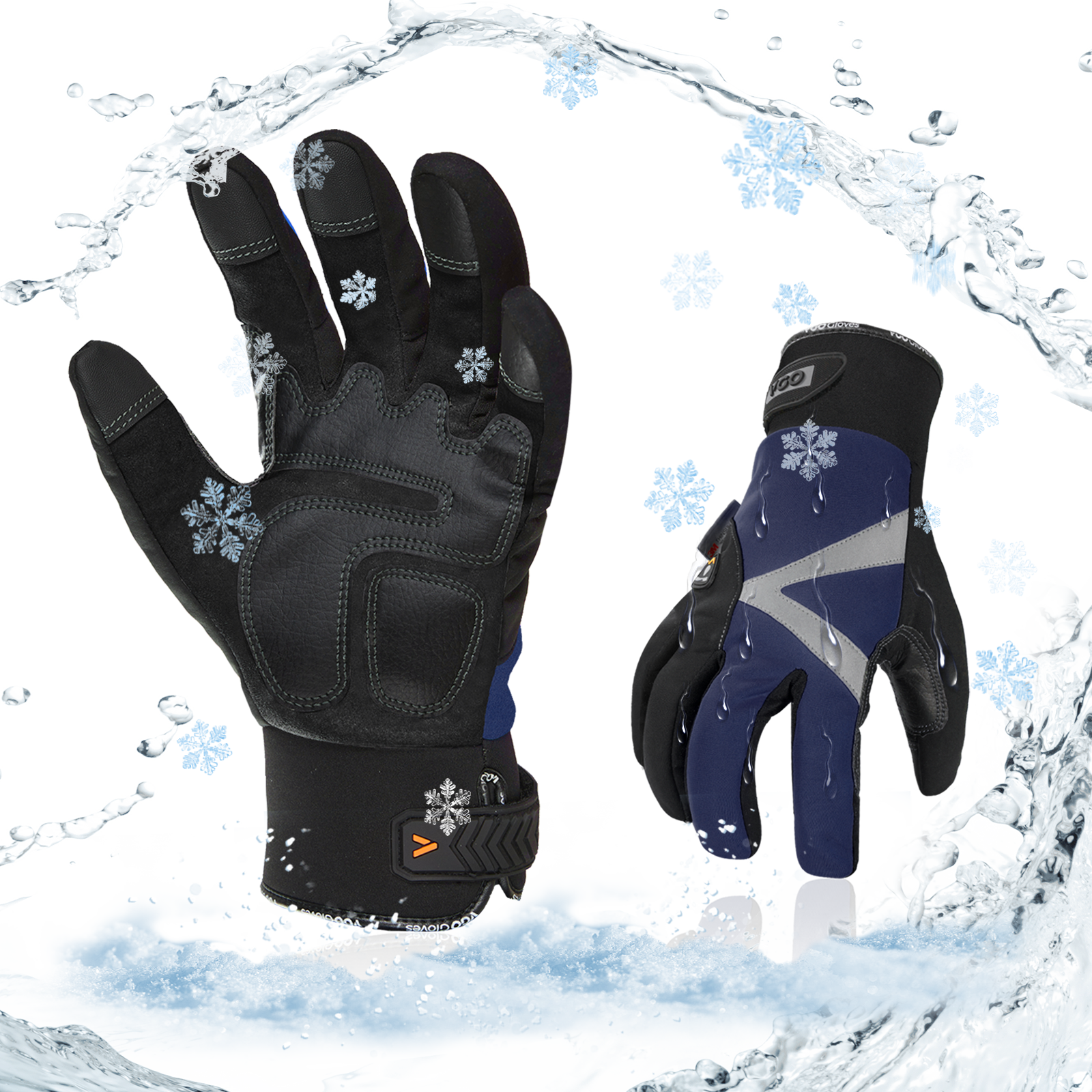 Vgo 1/2Pairs -4℉ Lined Touchscreen Waterproof Winter Work Gloves (SL8777FW-B/-Y)