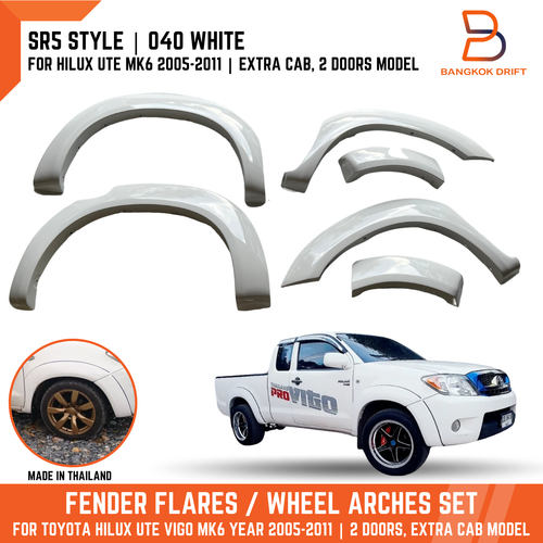 040 White SR5 Fender Flare Arch For Toyota Hilux Vigo MK6 Pickup 2DR Extra Cab