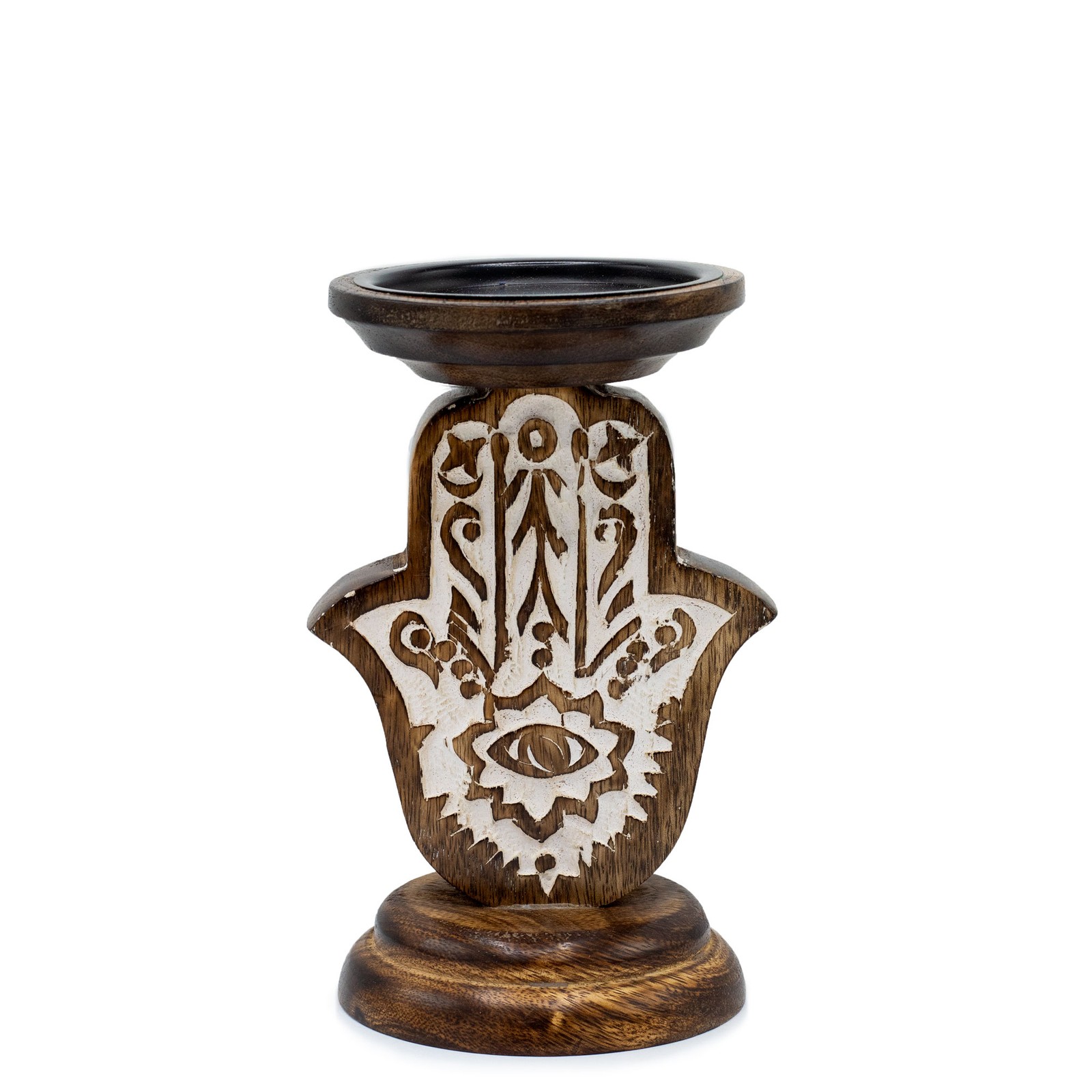 Candle Stand Classic Wooden Church Pillar Candles Holder - Hamsa - Small Large - Picture 10 of 11