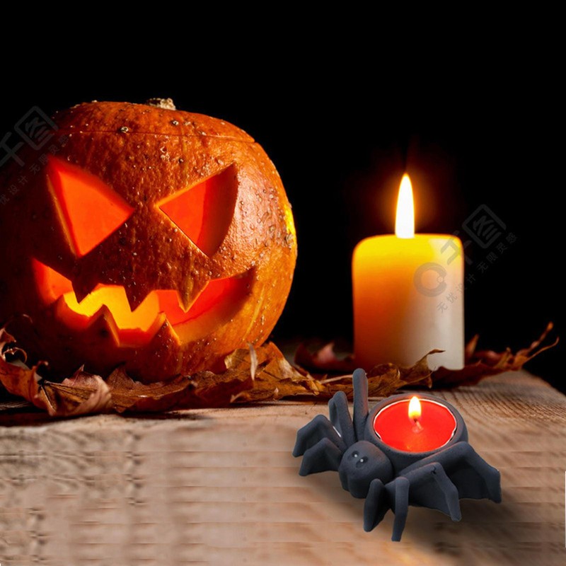 Spider Candle Holder Silicone Mold Resin Gypsum Halloween Candlestick DIY Mould