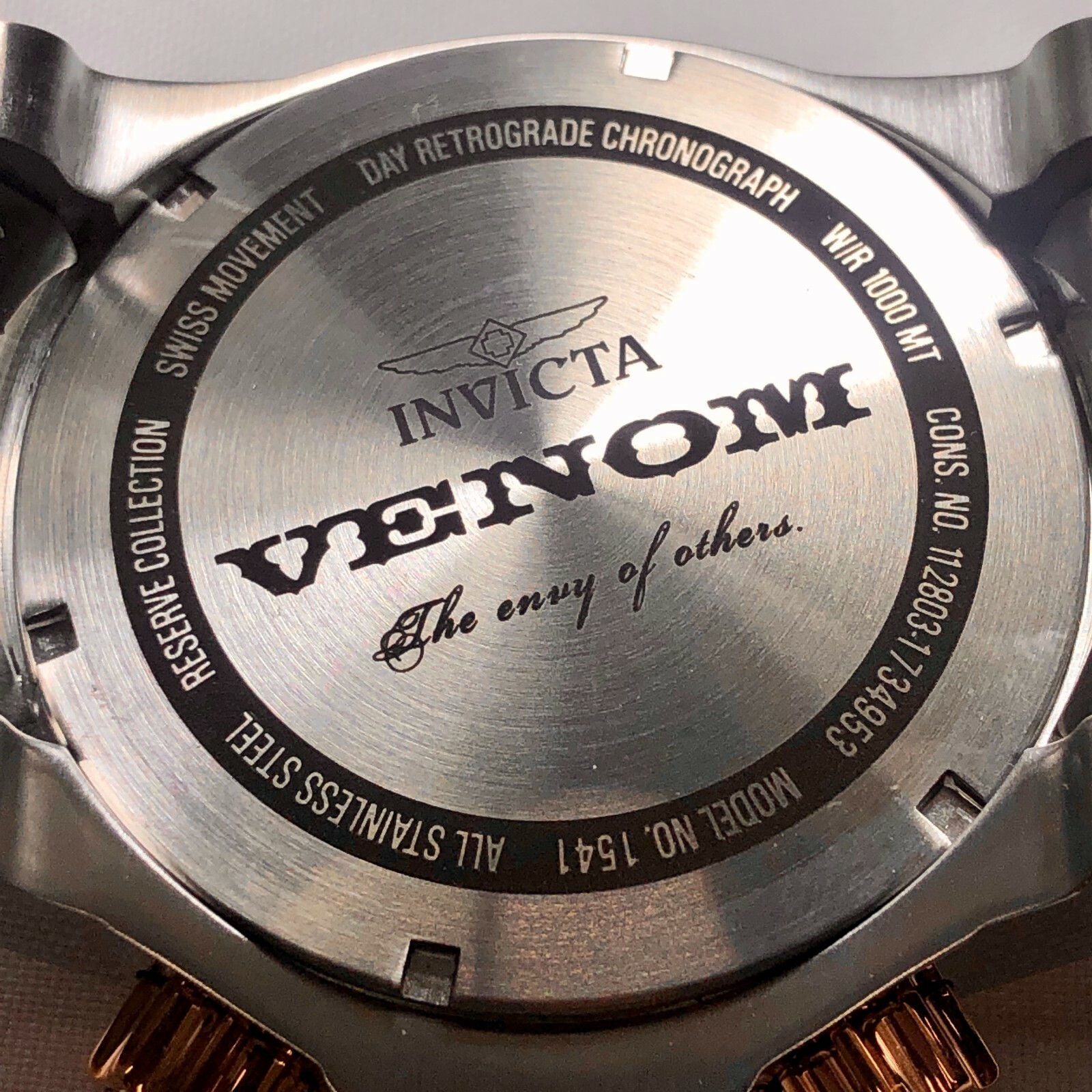Pre-owned Invicta 01541 Men's 54mm Rosetone/black Venom Swiss Quartz Silver Bracelet Watch