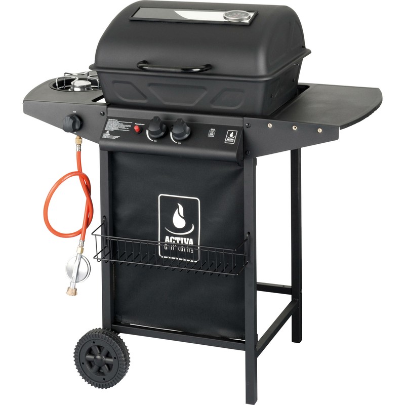 ACTIVA Grill Lavastein Gasgrill, Gas inkl. Abdeckhaube