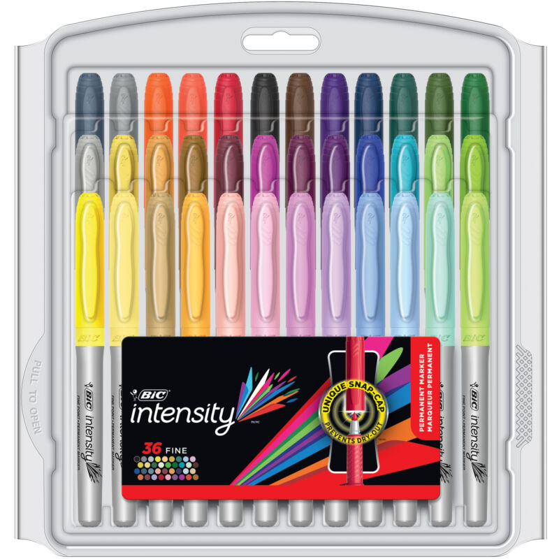 BIC Intensity Permanent Marker Colors, Fine Point, 36-CT (packaging may vary)