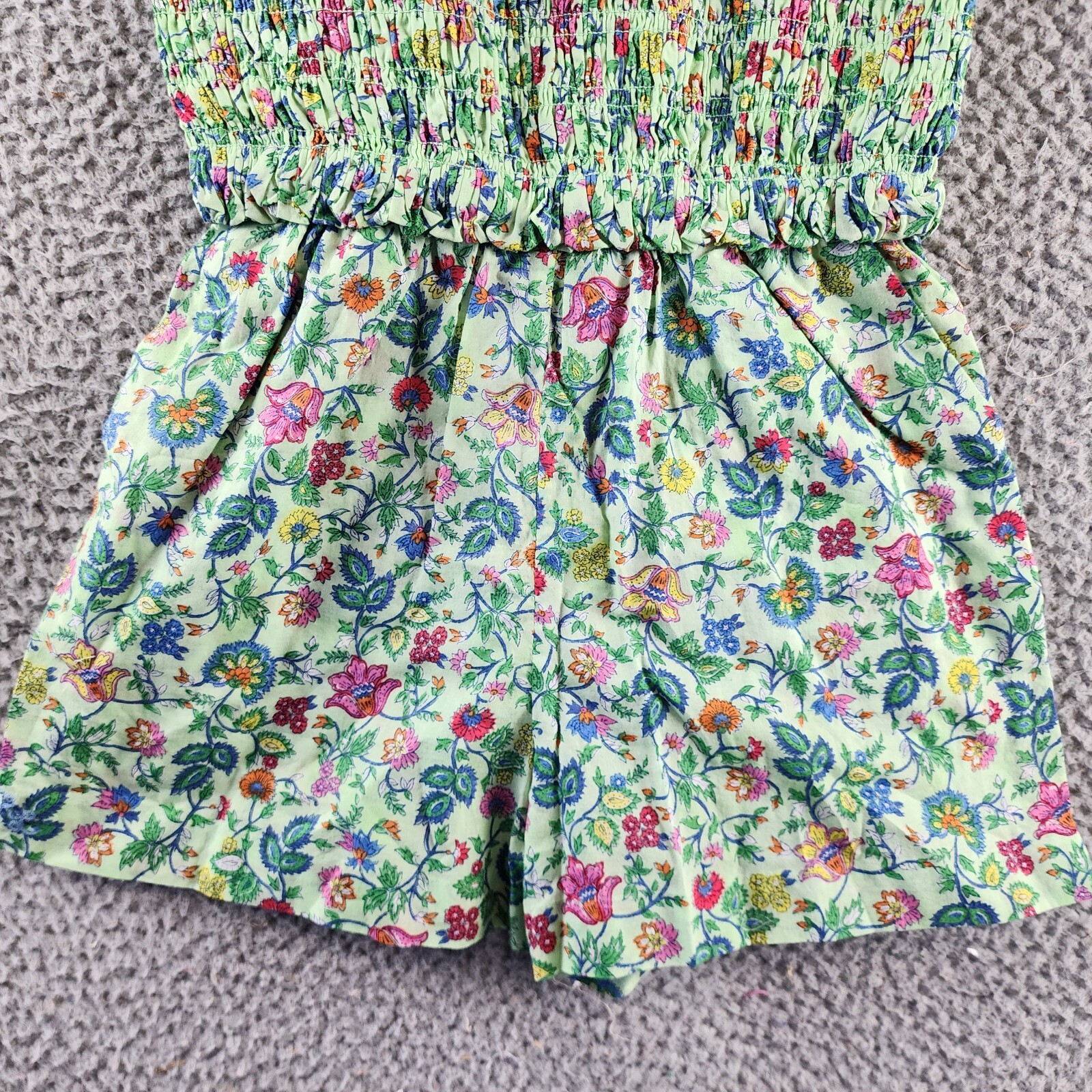 Polo Ralph Lauren Floral Smocked Batiste Romper Girls 6 Multicolor Straight Neck - Picture 4 of 13