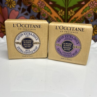 L'Occitane Extra Gentle Bar Soap Lot of 2 Milk & Lavender Made In France 3.5oz