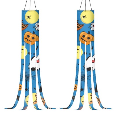 2PCS 39inch Halloween Ghost Windsocks Decorations Outdoor Halloween Party Lawn