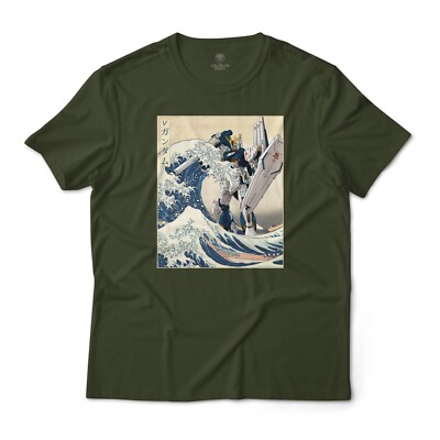 Gundam RX-93v Nu in the Great Wave Off Kanagawa Anime Graphic Art Novelty Tee