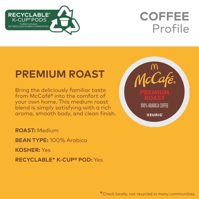 McCafe, Premium Roast Coffee, Keurig Single Serve K-Cup Pods, 48 Count