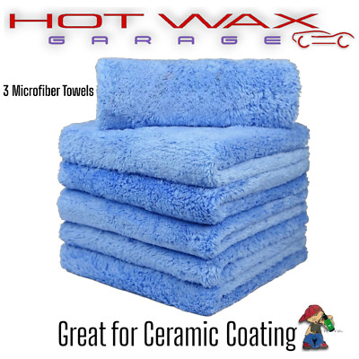 3 Super Thick Microfiber Plush Towel Cleaning No-Scratch for Ceramic Coatings 