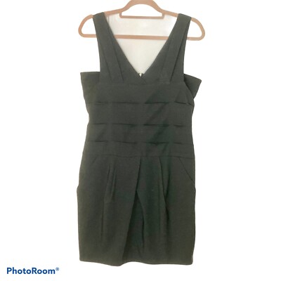 Strapped Chiffon Black Dress Pleated Belle By Oasis Zipped Pockets Size 14