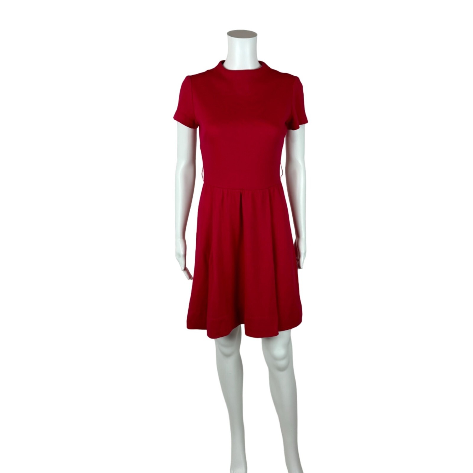Vintage 50s Wool Dress Women's Extra Small Solid Red Fit