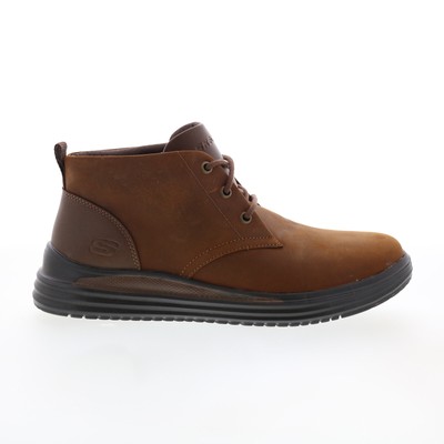 

Skechers Proven Yermo 204670 Мужские коричневые кожаные ботинки чукка на шнуровке, Коричневый, Skechers Proven Yermo