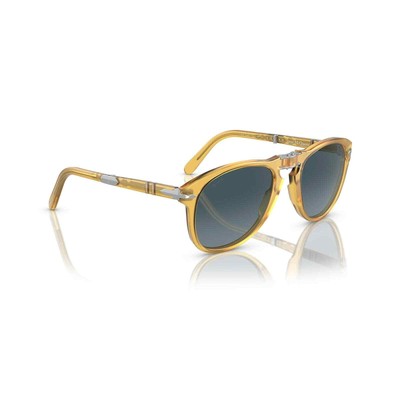 Pre-owned Persol Steve Mcqueen 714sm 204/s3 Opal Yellow Blue Polarized Sunglasses Folding
