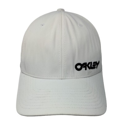 Oakley Fitted Hat Cream S/M Flexfit Embroidered Vented Holes 6 Panel Yupoong