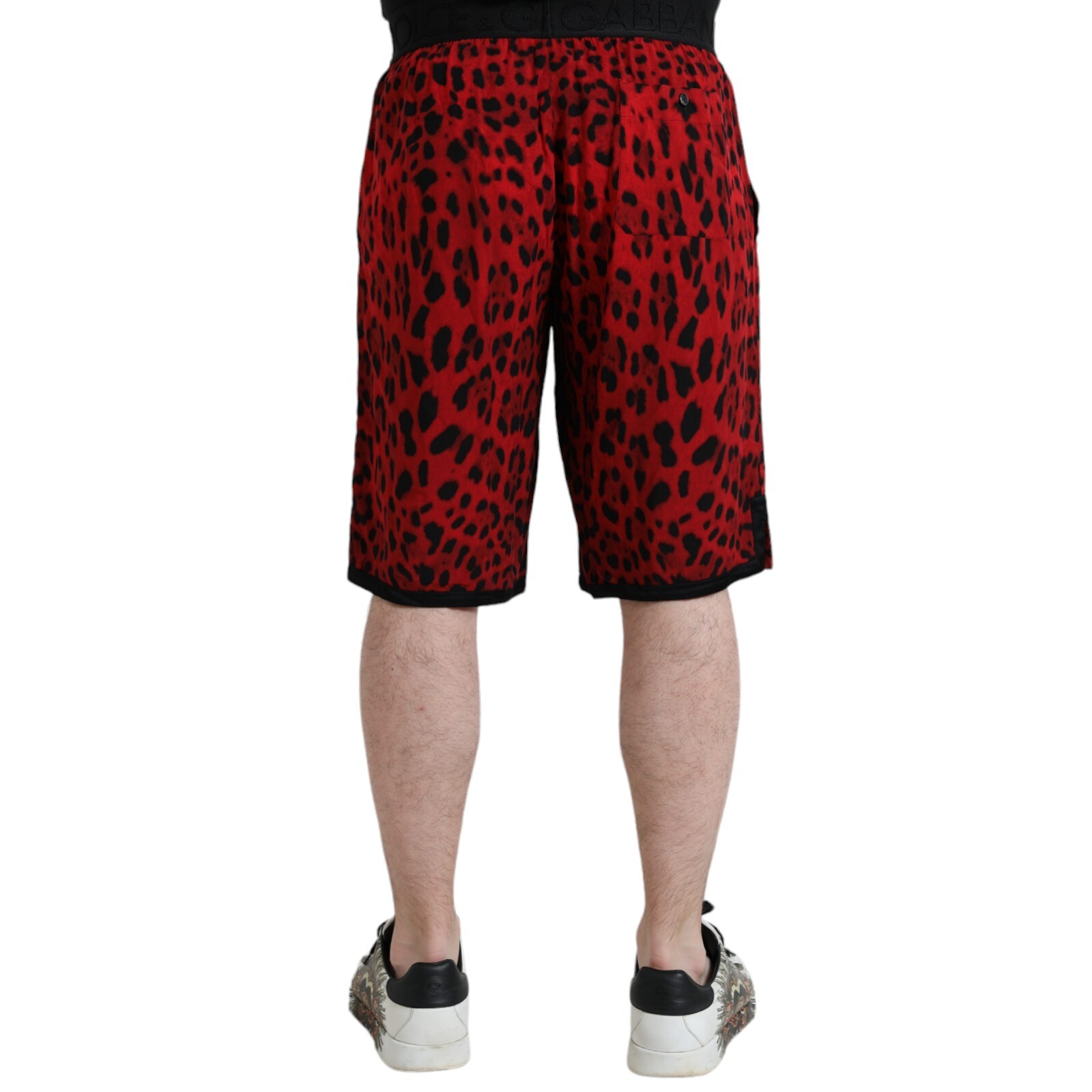 Pre-owned Dolce & Gabbana Shorts Red Leopard Print Viscose Bermuda Men It50/w36/l 900usd