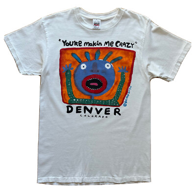 Vintage Big Head Designs Shirt L 90s Art Denver Colorado