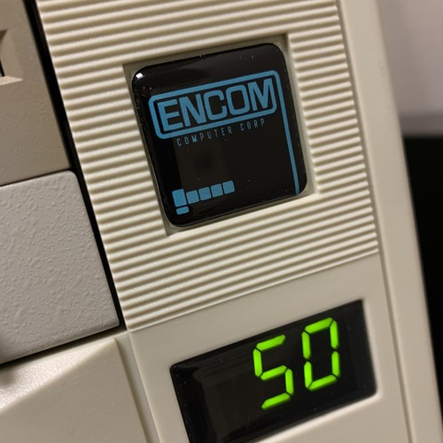 ENCOM TRON Custom 386/486 Computer Case Badge Sticker - Domed 1x1