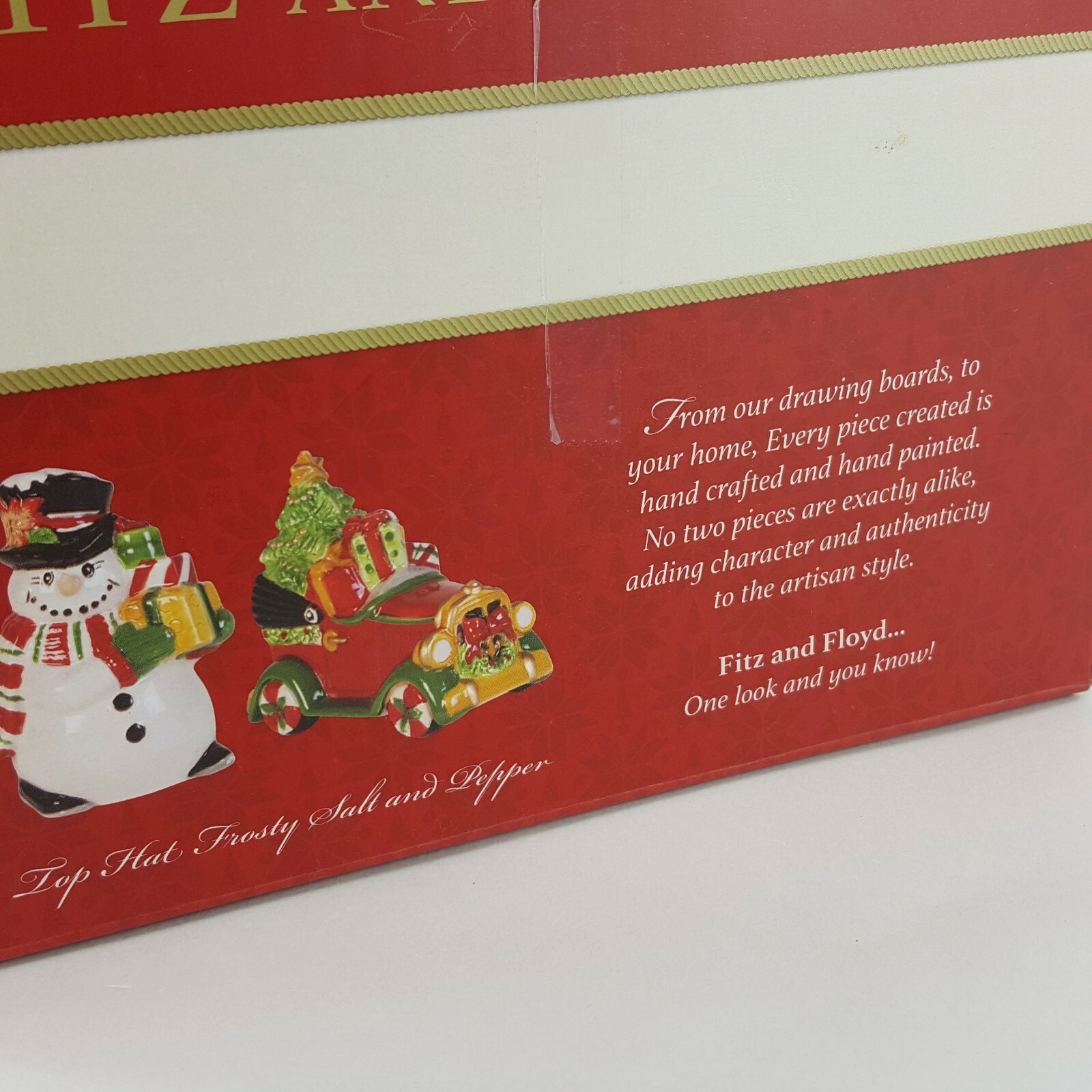 Fitz & Floyd Top Hat Frosty w/ Car Salt & Pepper Shaker Christmas Set 49-502 NEW