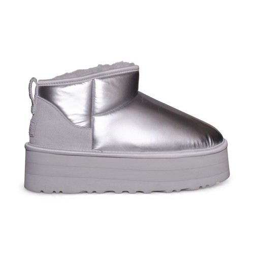 最終値下げ！UGG ポップスケッチ 22cm 限定 UGG CLASSIC MINI PLATFORM POP SKETCH WHITE SHEARLING BOOTS