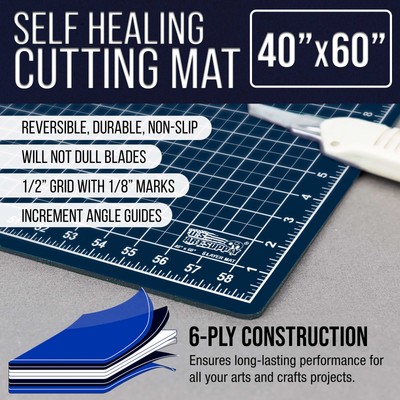40" x 60" WHITE/BLUE Self Healing 6-Ply Double Sided Durable Cutting Mat
