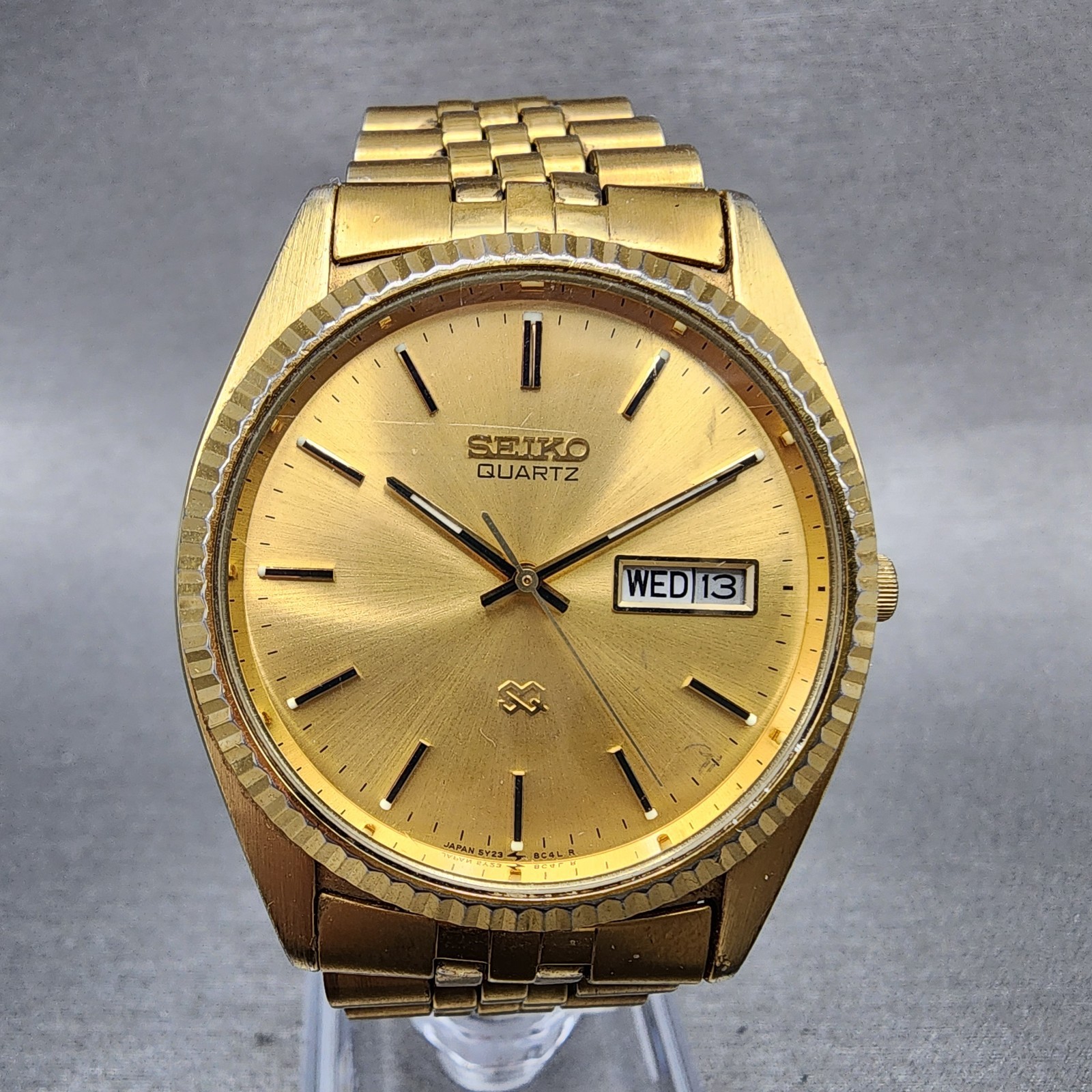 Seiko President Watch Men 35mmGold Dial Gold Tone Daydate 5Y23