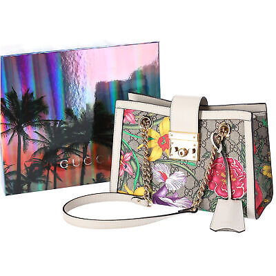 GUCCI●GGショルダーバッグ 498156 Gucci GG Supreme Flora Canvas Padlock Shoulder Bag 498156