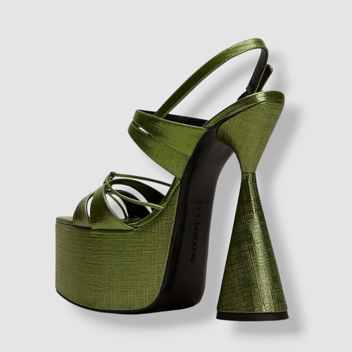 Pre-owned D’accori $1130 D'accori Women Green Belle Slingback Platform Heel Shoe Sz Eu 38/us 8