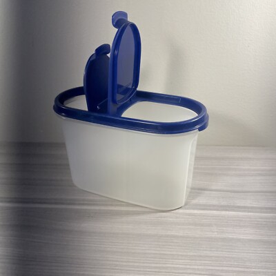 Tupperware Modular Mates Oval Container #2 w/ Double Pour-all Seal Blue New!