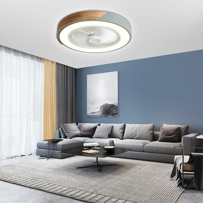 22'' Invisible Ceiling Fan Light Acrylic Bladeless Chandelier Semi Flush Mount