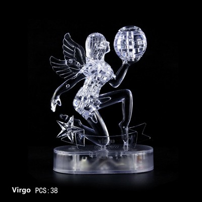 3D Crystal Puzzle Jig-saw Clear Twelve 12 Constellation Astrolog Flash LED Light