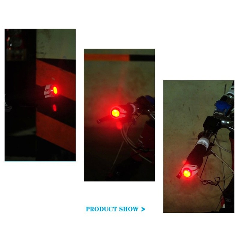 1Pair Bicycle Handlebar Light LED Bar End Plugs Safety Warning Lamp