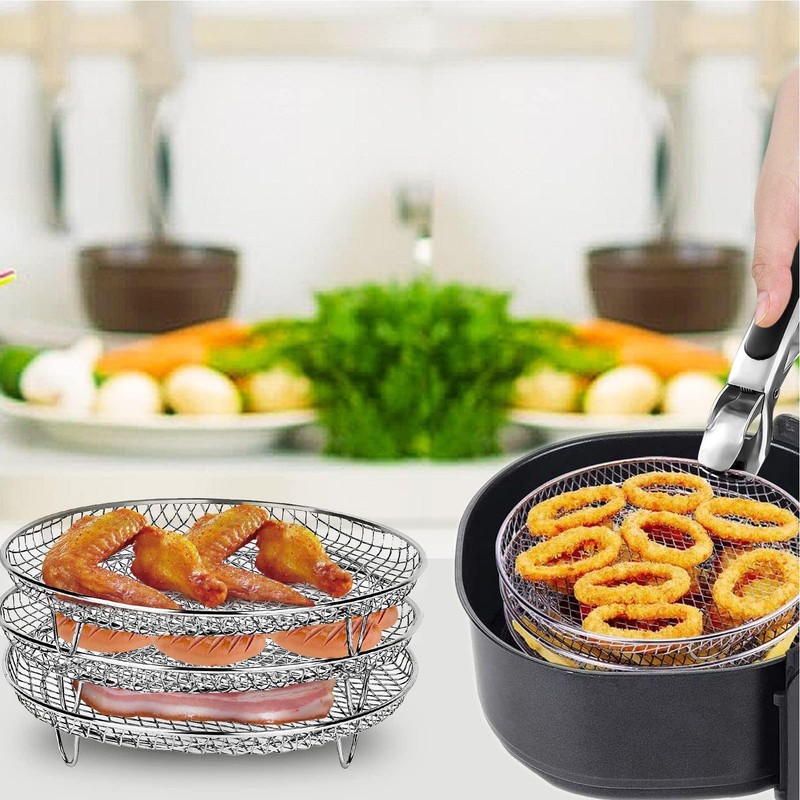 3-Layers Air Fryer Rack Stainless Steel Stackable Grid