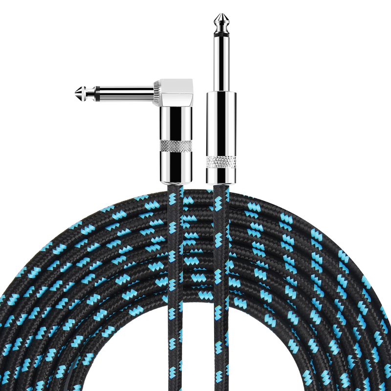 Electric Guitar Cable Braided 1/4 Ft Jack 90 Degree TS 6.5Mm Audio Mono Cable Ba